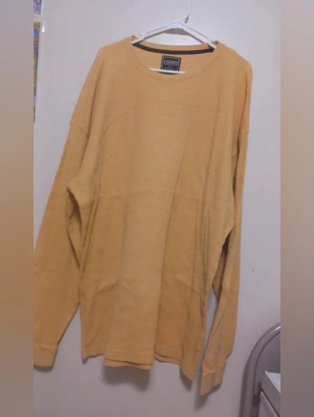 Champs Men's Mustard Yellow Crewneck Long Sleeve Waffle Knit Shirt 3xl A-34